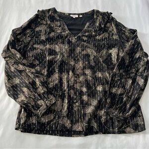 Fat Face Gold & Black Sudley Feather Blouse